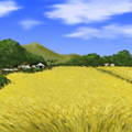 風に揺れる稲穂（背景）